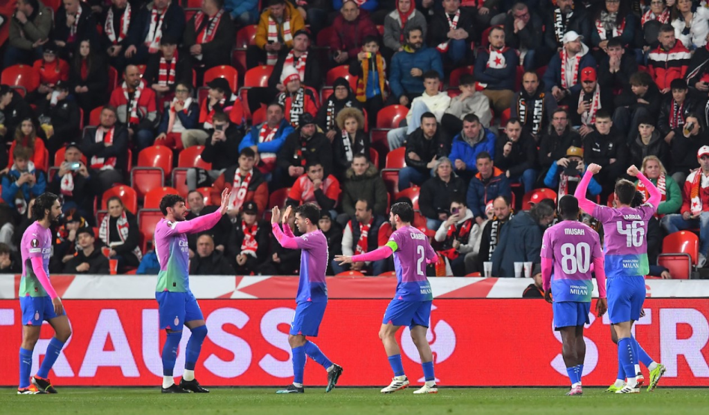 歐聯杯：AC米蘭3-1斯拉維亞晉級8強 邁尼昂因傷提前退場-北单竞彩实体店